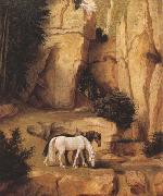 A Hermit Leading Horses to the Trough (mk22) Moritz von Schwind